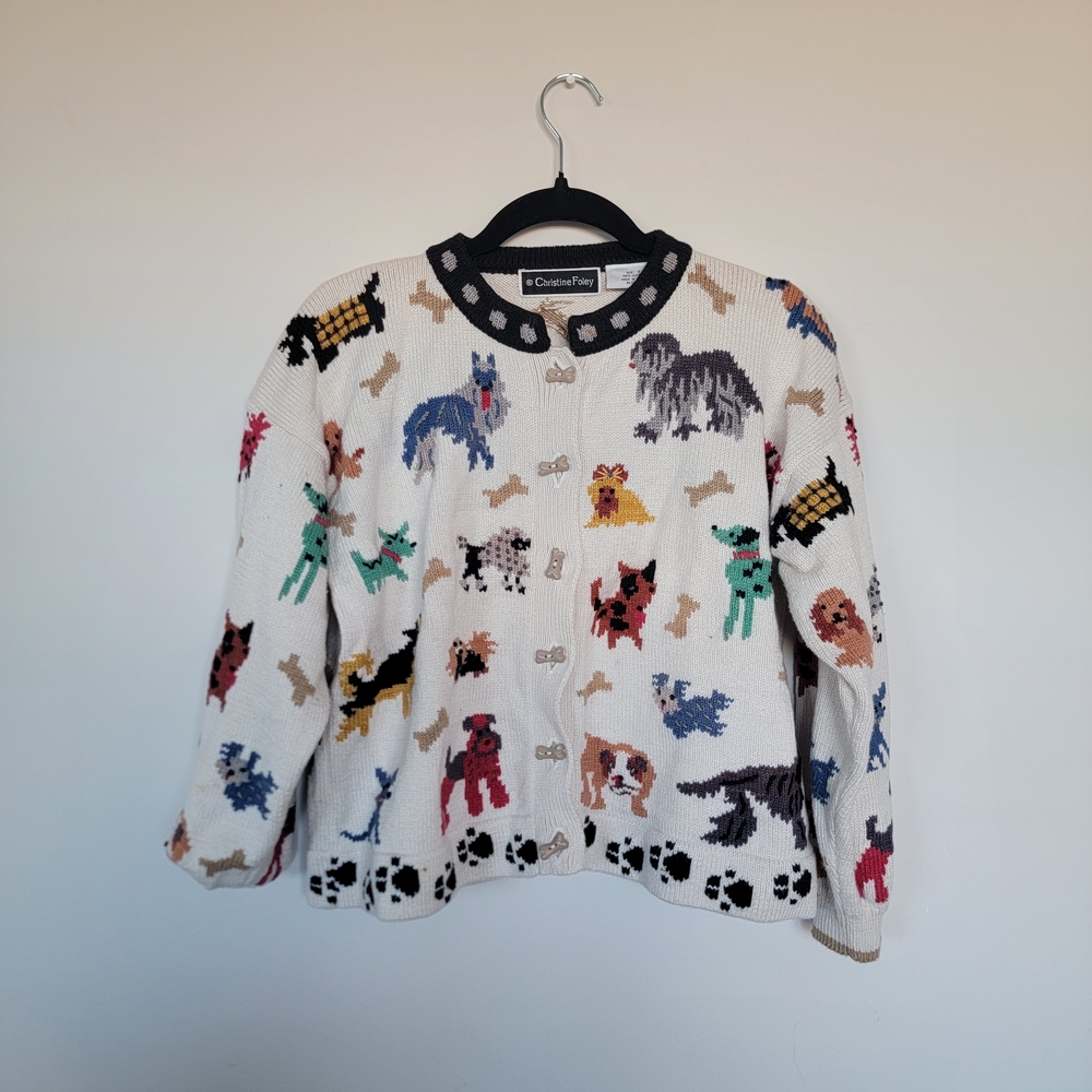 Christine Foley Colorful Dog Puppy Cardigan
